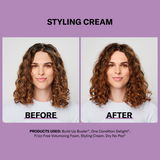 Woman with wavy hair before and after